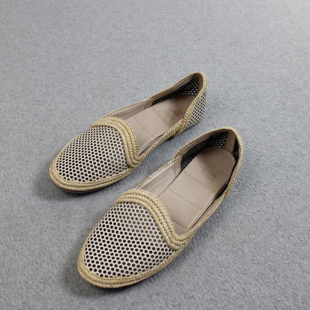Eileen Fisher Shoes Womens Size 8 Beige Mesh Espadrille Flats Slip On Coastal - Picture 5 of 9